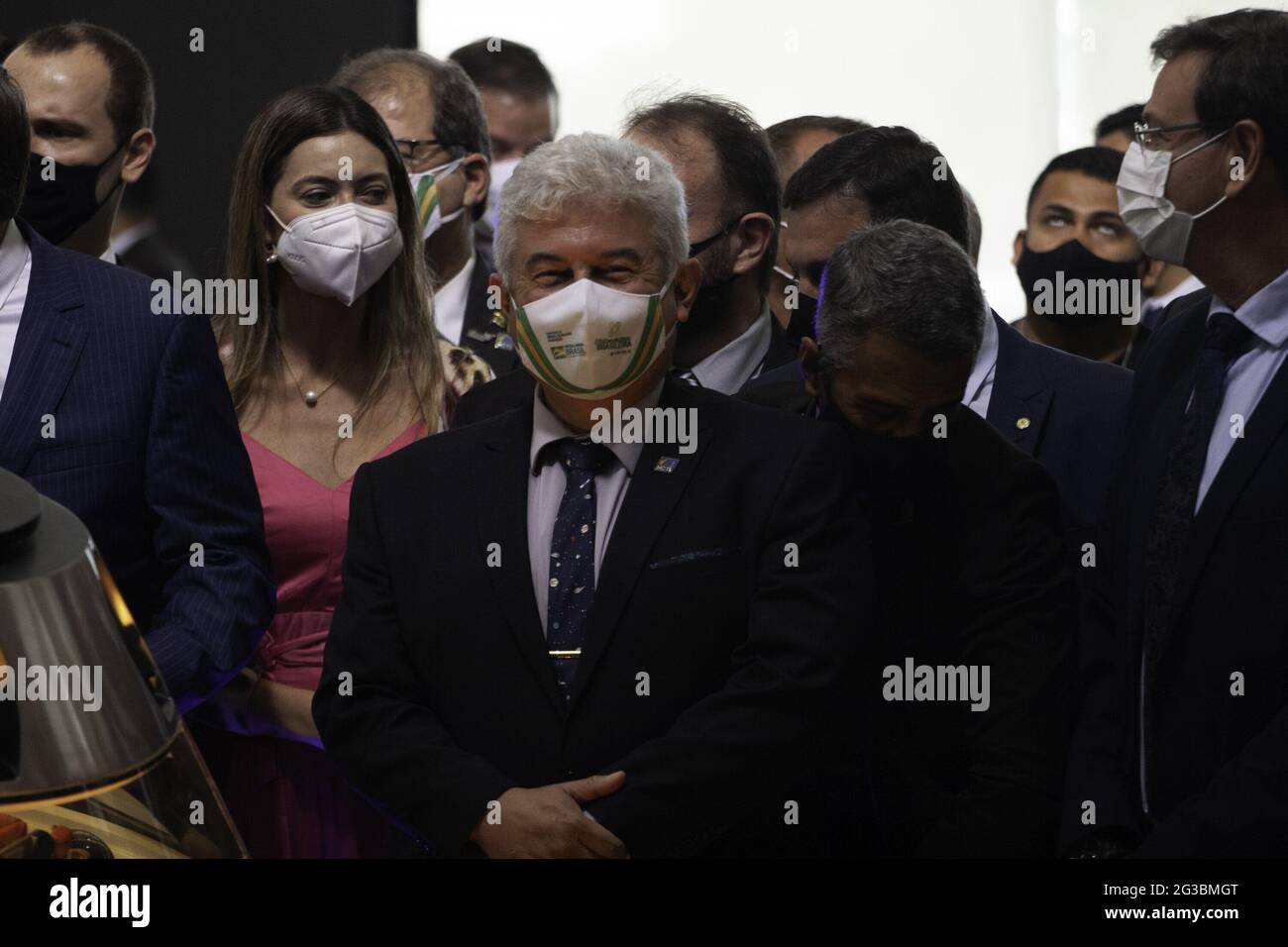 15 giugno 2021, Brasilia, Distrito Federal, Brasil: (INT) LUNAR NASA ARTEMIS Programme Firing Agreement Ceremony . 15 giugno 2021, Brasilia, Distretto Federale, Brasile: Il Ministero della Scienza, della tecnologia e delle innovazioni (MCTI) tiene una cerimonia per firmare l’accordo Ã¢â‚¬Å NASA Artemis Lunar ProgramÃ¢â‚¬Â nella Sala Noble del Palazzo Planalto. Alla cerimonia partecipano il presidente della Repubblica, Jair Bolsonaro, il Ministro dell'MCTI, l'astronauta Marcos Pontes, il Ministro degli Affari Esteri, Carlos Alberto Franca e l'ambasciatore degli Stati Uniti in Brasile, Todd Chapman. (Immagine di credito Foto Stock