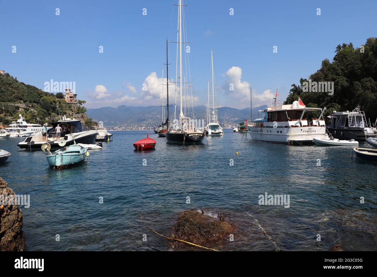 Vista dal porto di Portofino Foto Stock
