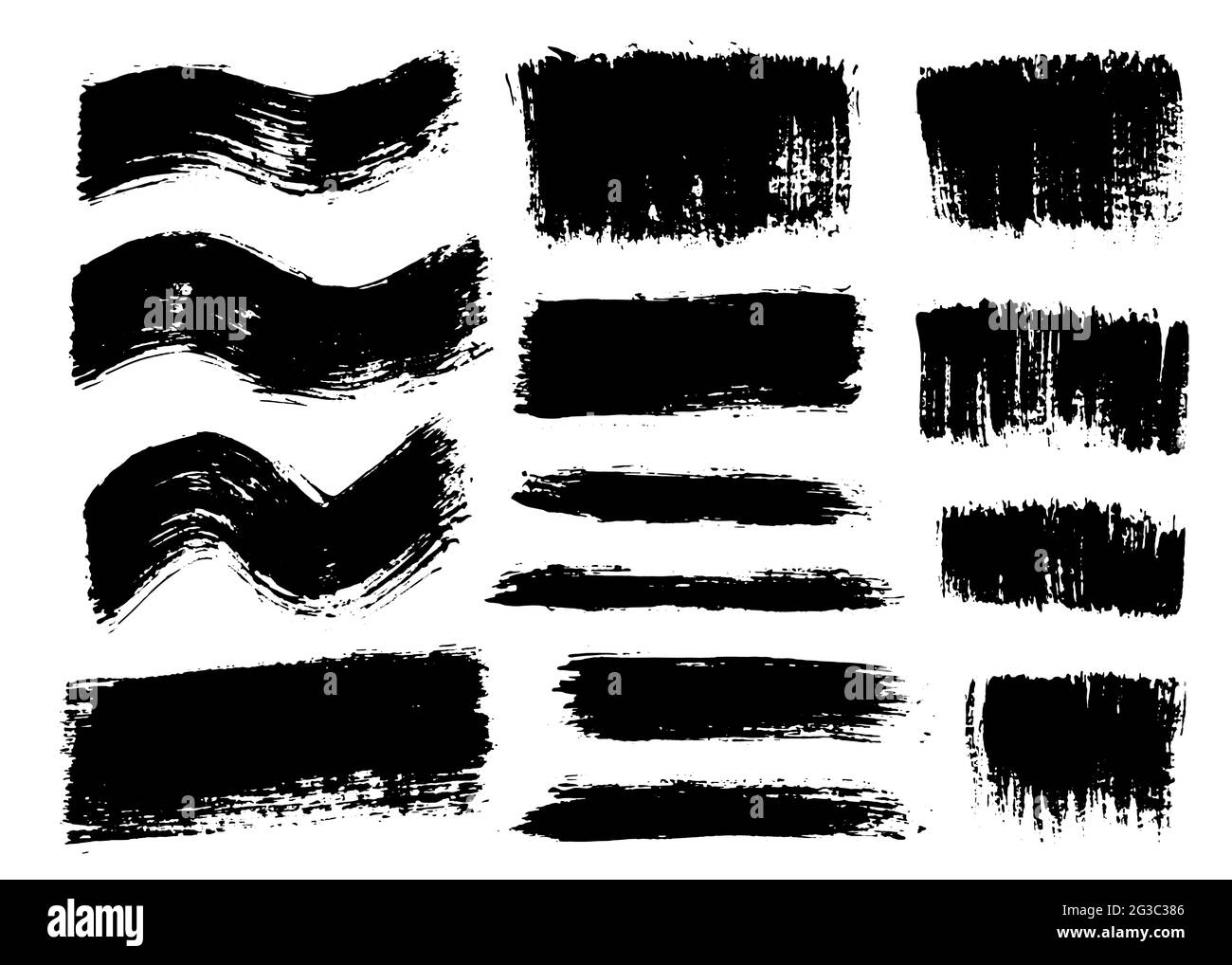 Pacchetto corsa pennello. Set di pennelli vettoriali testurizzati Illustrazione Vettoriale