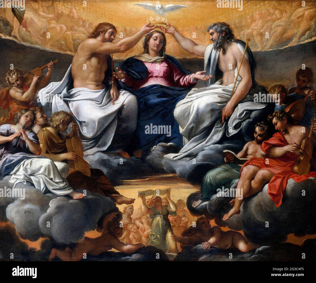 L'incoronazione della Vergine di Annibale Carracci (1560-1609), olio su tela, c. 1595 Foto Stock