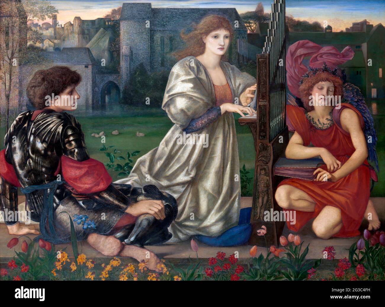 The Love Song di Edward Burne-Jones (1833-1898), olio su tela, c. 1868-1877 Foto Stock