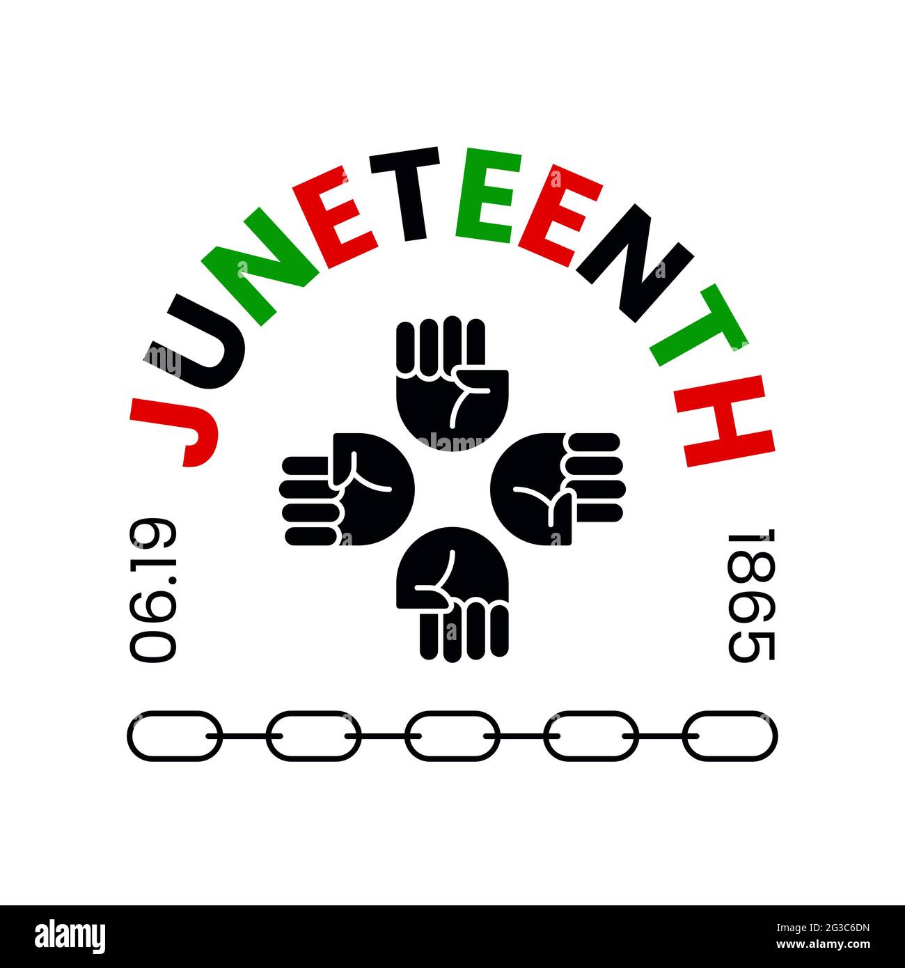 Giorno della libertà di giugno. Free-ish dal 06.19.1865. Black People united Symbol. Illustrazione vettoriale isolata Illustrazione Vettoriale