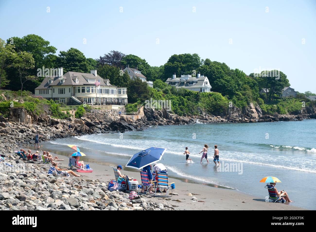 York Beach, York, Maine, USA in un giorno di tarda primavera Foto Stock