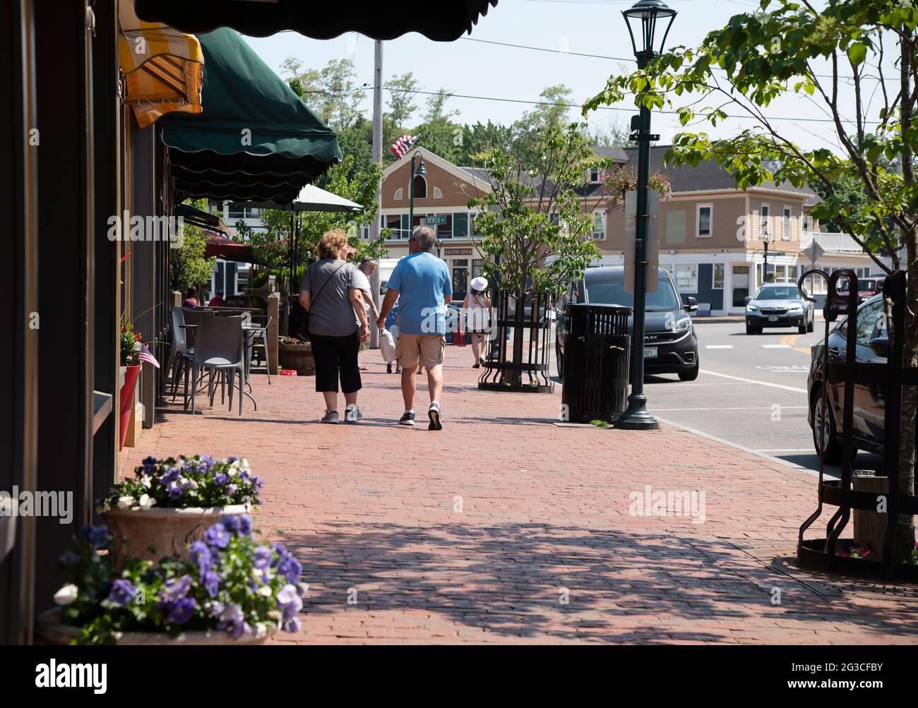 Lungo la strada principale (US Rt. Uno) a Ogunquit, Maine, USA Foto Stock