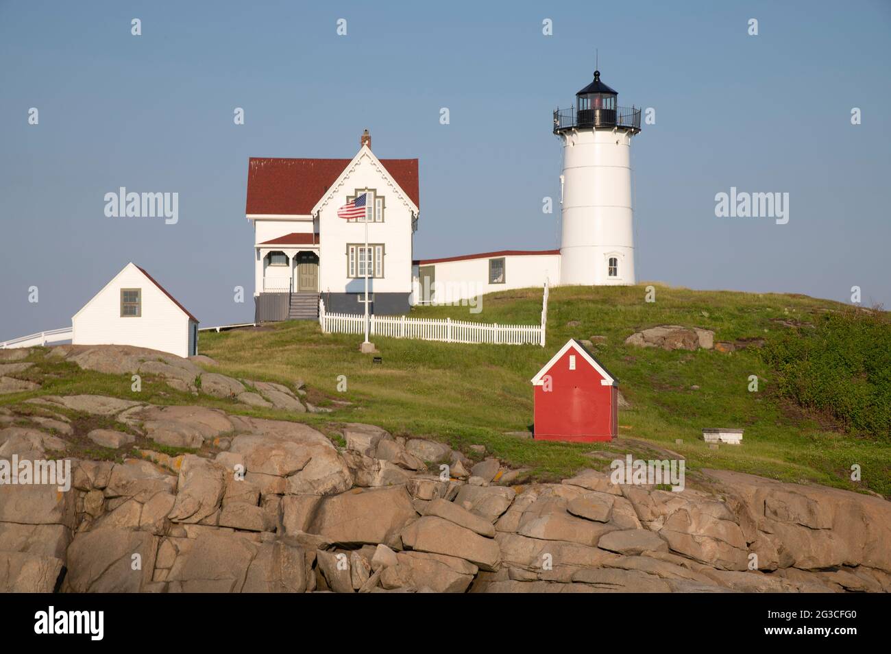 Serata a Nubble Light a Cape Neddick (York), Maine, USA Foto Stock