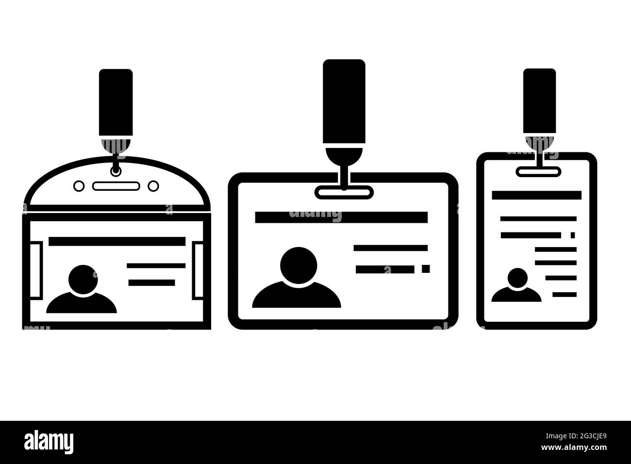 Icona vettoriale, 3 varianti della scheda ID, isolata in bianco Illustrazione Vettoriale
