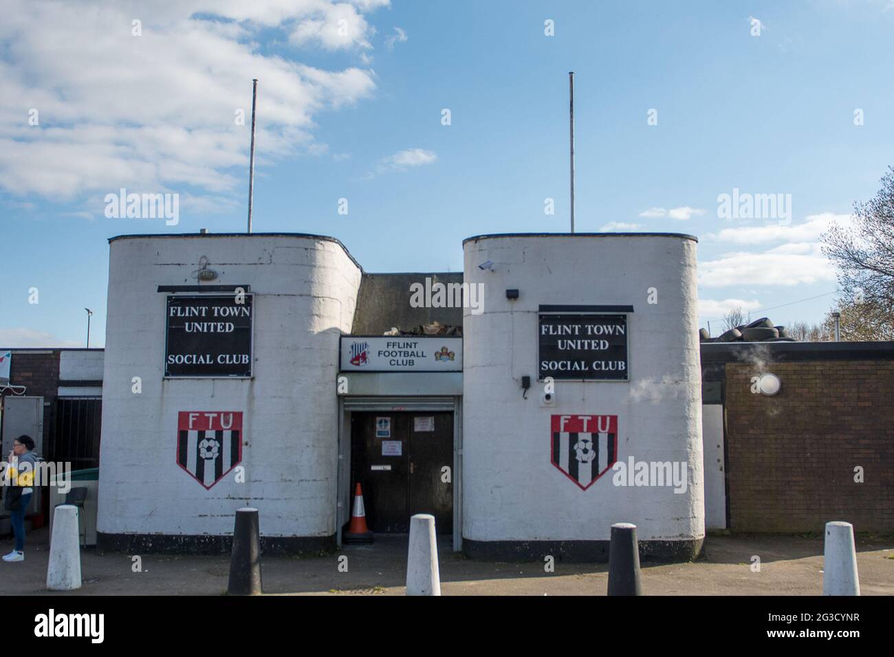 Flint, Galles. 06 marzo 2021. JD Cymru Premier Match tra Flint Town United e Penybont. Foto Stock Flint, Galles. 06 marzo 2021. JD Cymru Premier Match tra Flint Town United e Penybont. Foto Stock