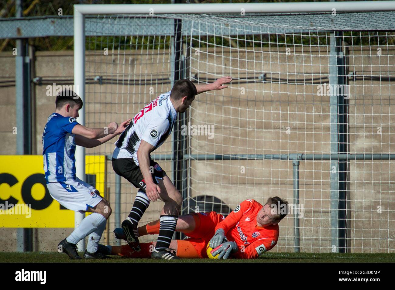Flint, Galles. 06 marzo 2021. JD Cymru Premier Match tra Flint Town United e Penybont. Foto Stock Flint, Galles. 06 marzo 2021. JD Cymru Premier Match tra Flint Town United e Penybont. Foto Stock