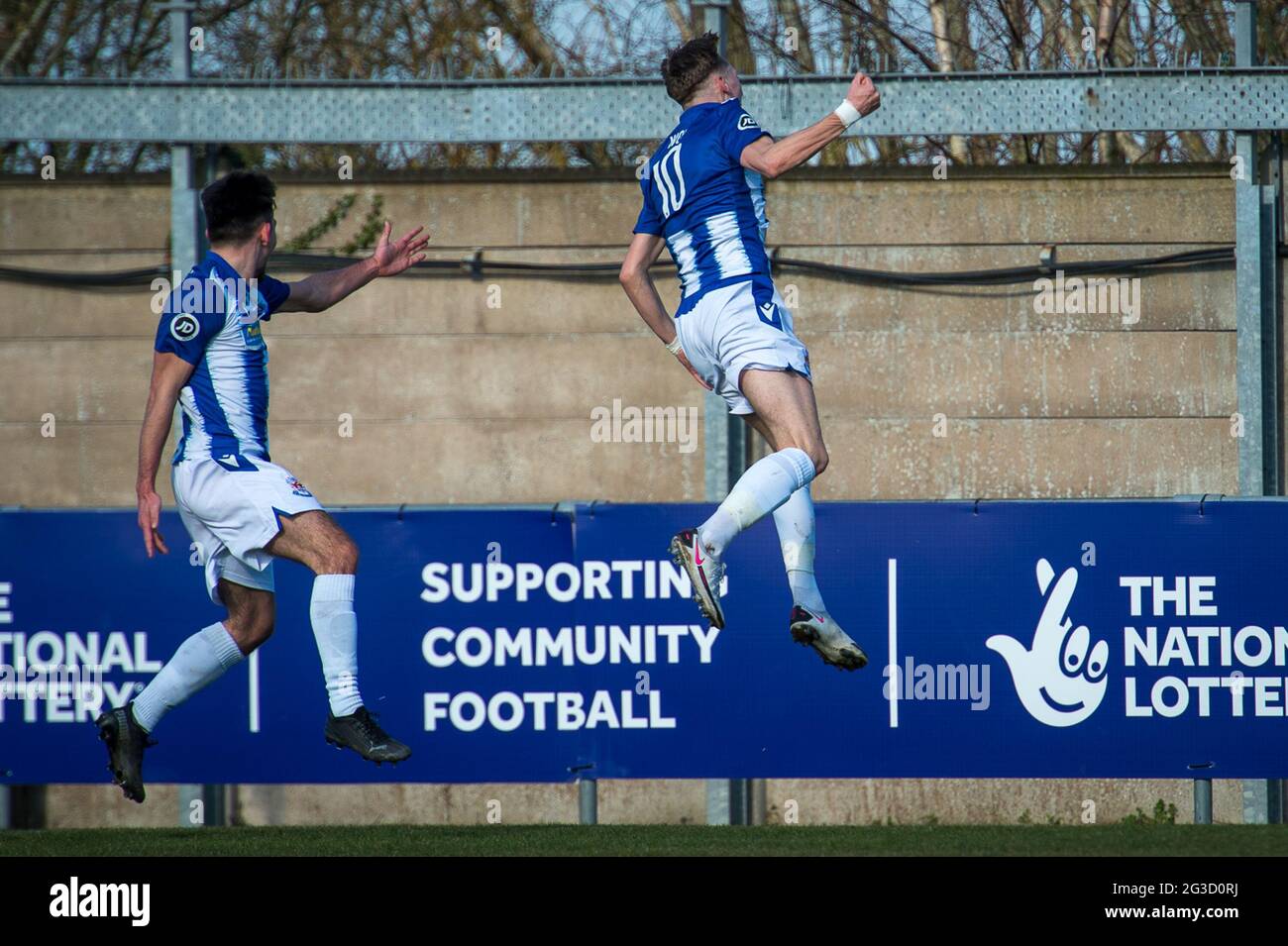 Flint, Galles. 06 marzo 2021. JD Cymru Premier Match tra Flint Town United e Penybont. Foto Stock Flint, Galles. 06 marzo 2021. JD Cymru Premier Match tra Flint Town United e Penybont. Foto Stock