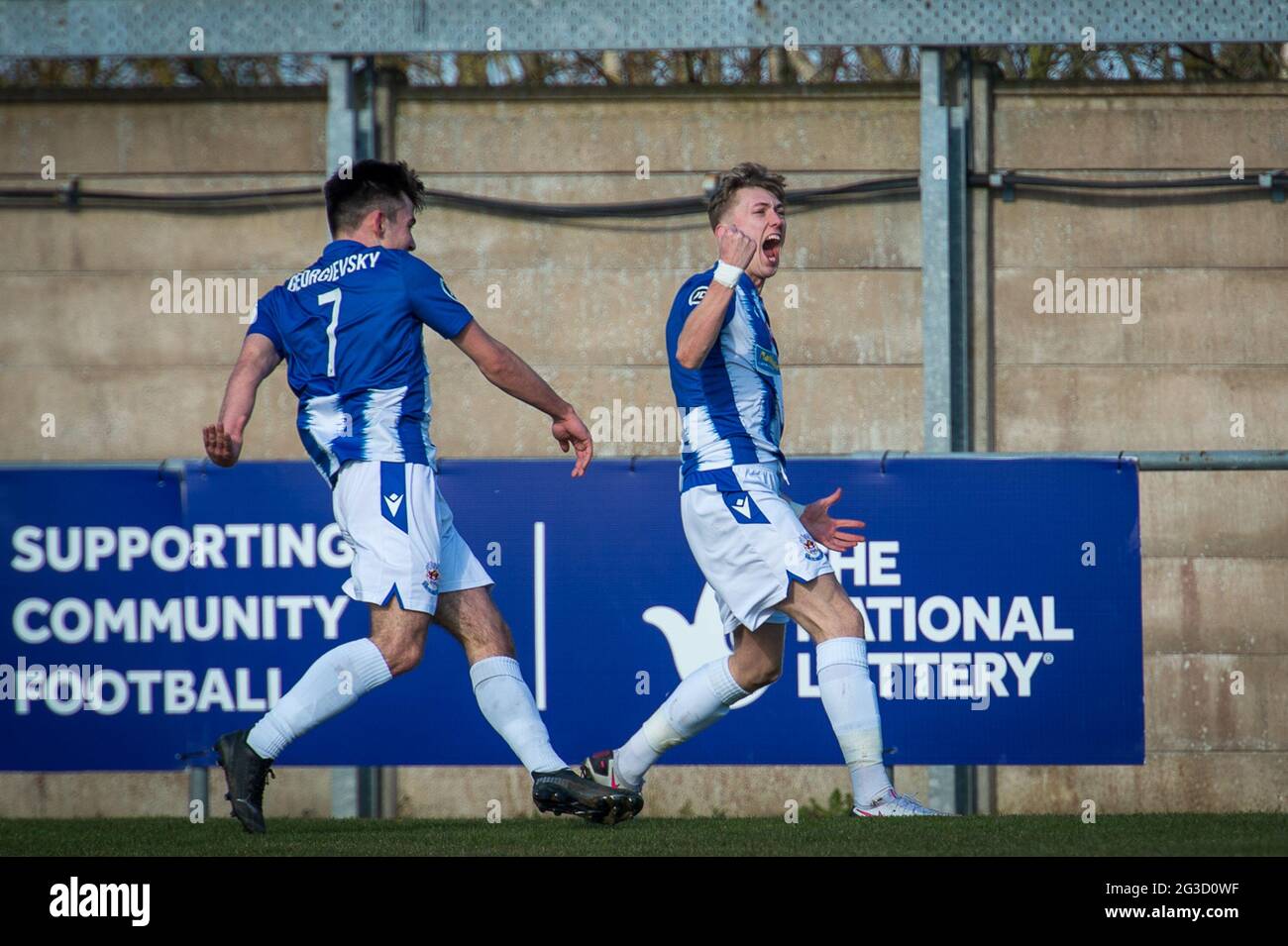 Flint, Galles. 06 marzo 2021. JD Cymru Premier Match tra Flint Town United e Penybont. Foto Stock Flint, Galles. 06 marzo 2021. JD Cymru Premier Match tra Flint Town United e Penybont. Foto Stock