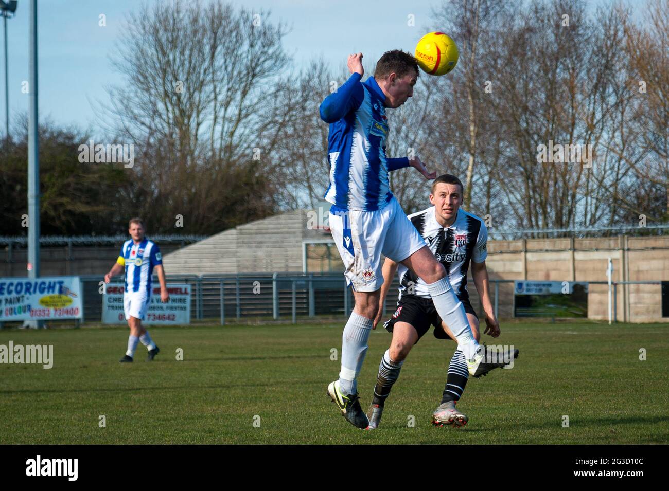 Flint, Galles. 06 marzo 2021. JD Cymru Premier Match tra Flint Town United e Penybont. Foto Stock Flint, Galles. 06 marzo 2021. JD Cymru Premier Match tra Flint Town United e Penybont. Foto Stock