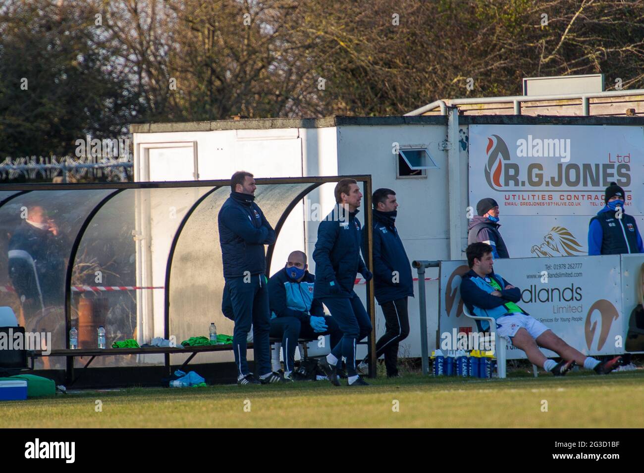Flint, Galles. 06 marzo 2021. JD Cymru Premier Match tra Flint Town United e Penybont. Foto Stock Flint, Galles. 06 marzo 2021. JD Cymru Premier Match tra Flint Town United e Penybont. Foto Stock