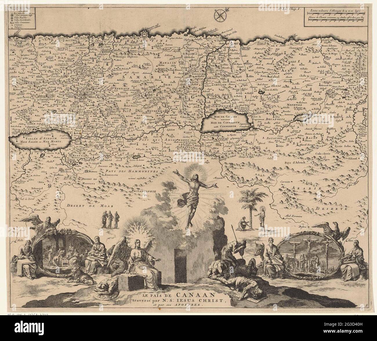 Mappa del paese di Canaan; le Pais de Canaan. . Foto Stock