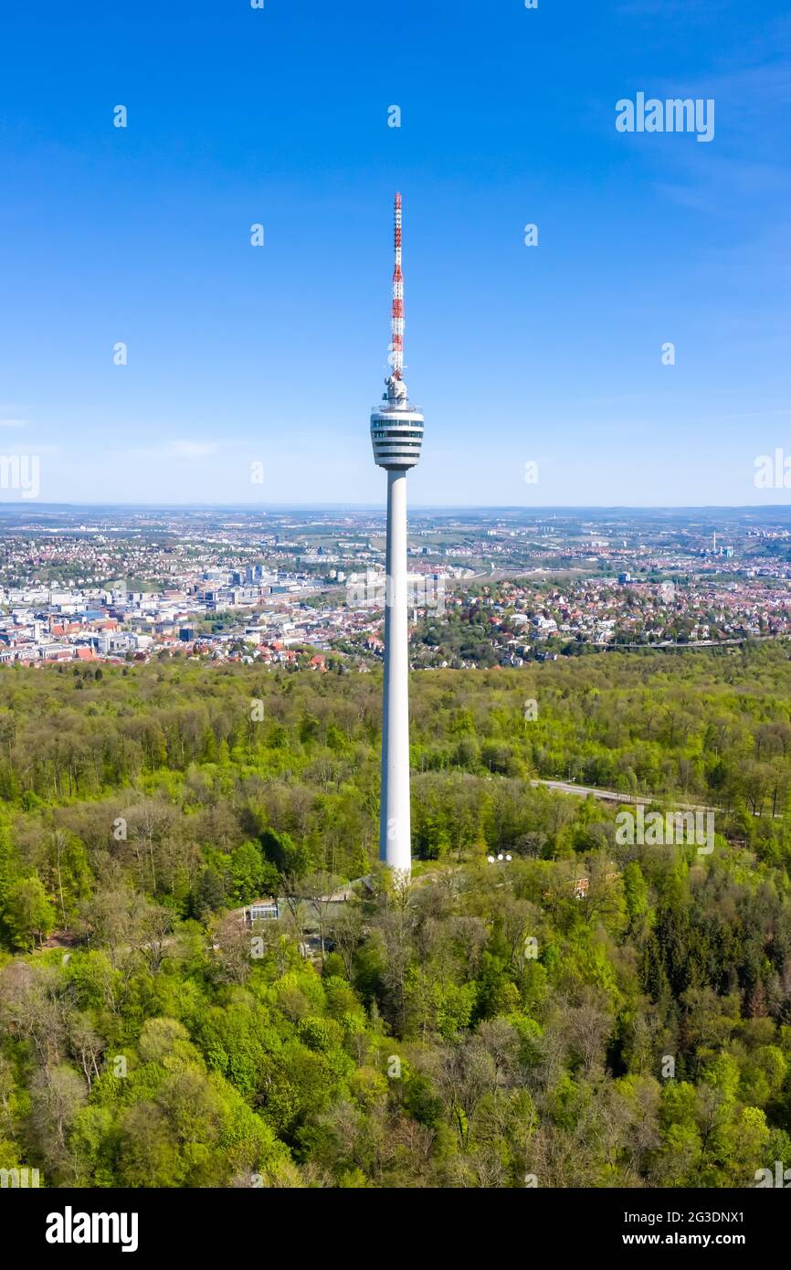 Stuttgart tv torre skyline foto aerea vista città architettura viaggio ritratto formato dall'alto Foto Stock