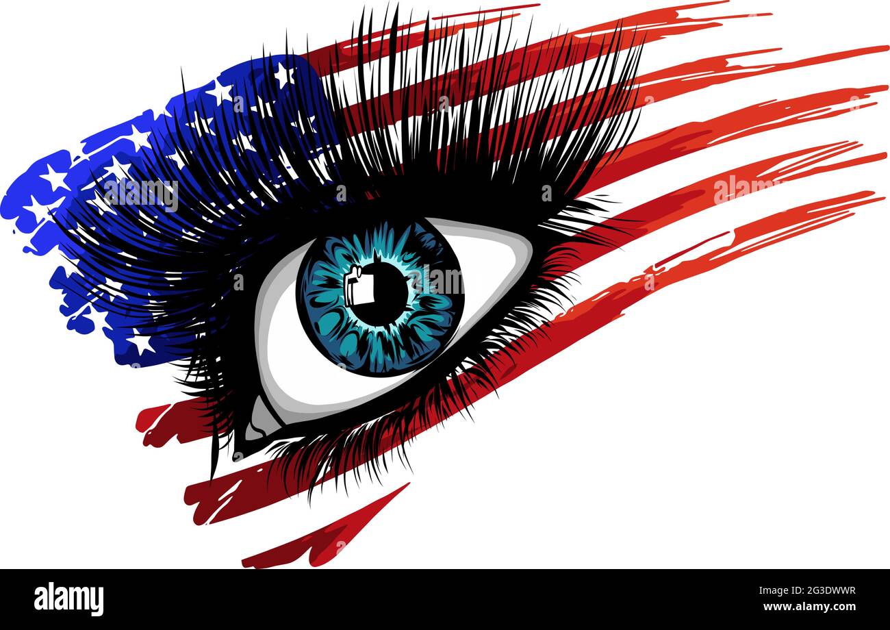 Bandiere degli Stati Uniti in bella occhio femminile Illustrazione Vettoriale