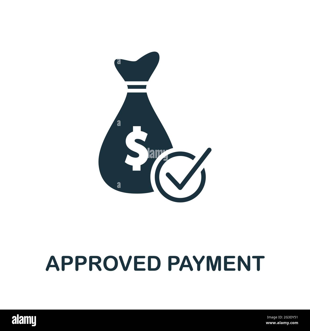 Icona pagamento approvato. Semplice elemento creativo. Icona di pagamento approvato monocromatico compilata per modelli, infografiche e banner Illustrazione Vettoriale