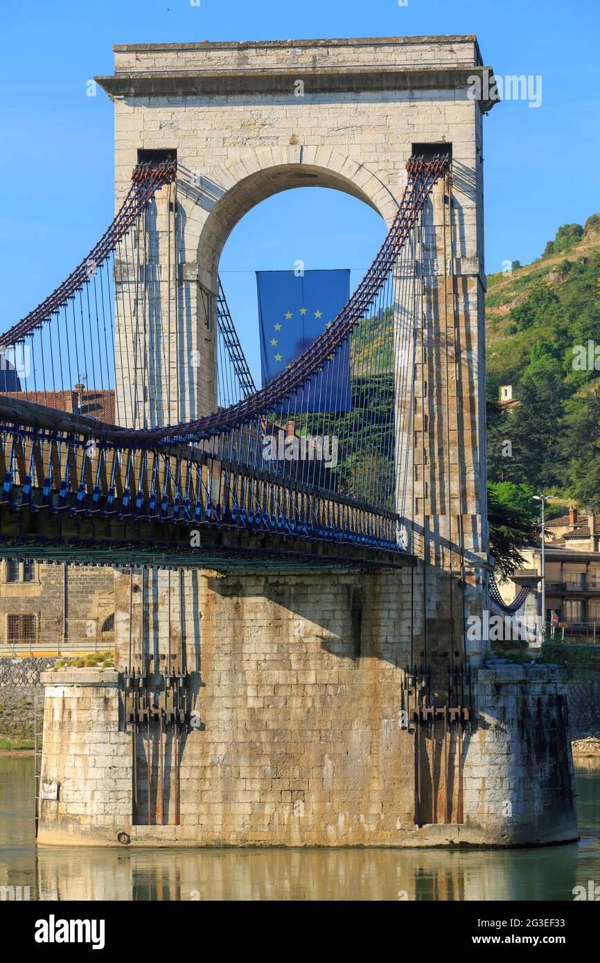 FRANCIA. ARDECHE (07) TAIN L'HERMITAGE PILASTRO DEL PONTE MARC SEGUIN Foto Stock