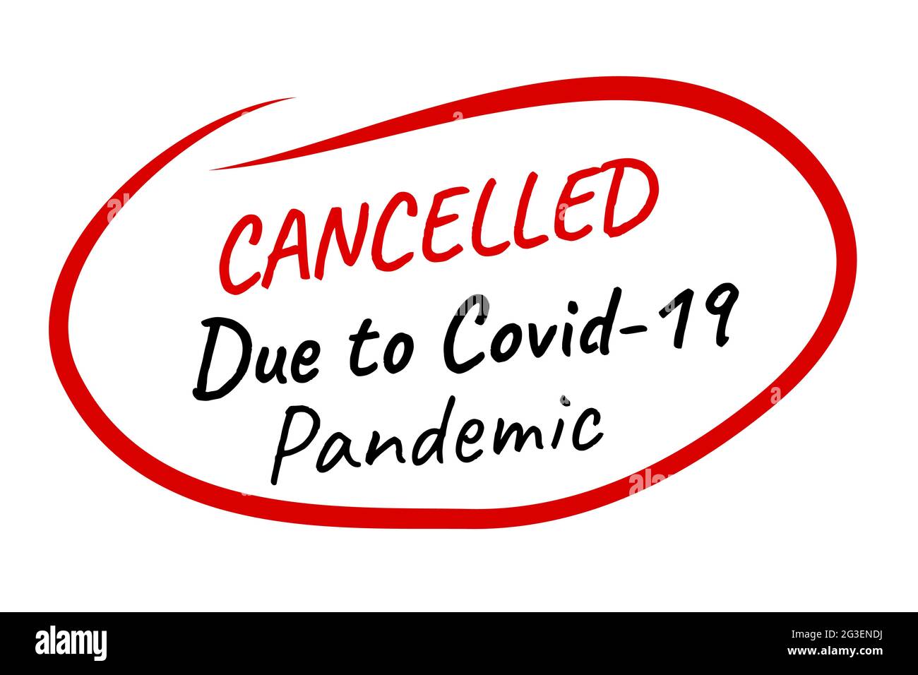 Testo vettoriale semplice annullato a causa di covid-19 Pandemic Illustrazione Vettoriale