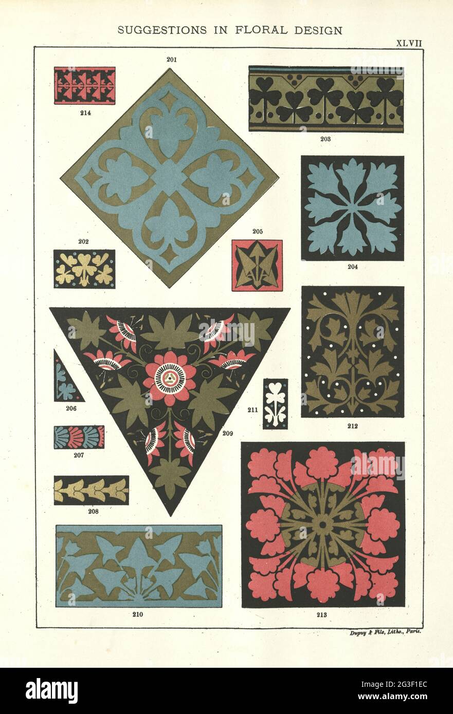 Suggerimenti in Floral Design, elementi di design vittoriano e modelli 19 ° secolo Foto Stock
