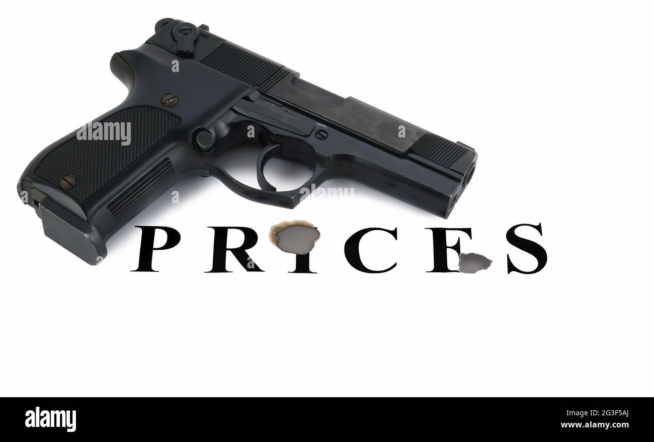 Handgun arruolato iscrizione dei prezzi Foto Stock