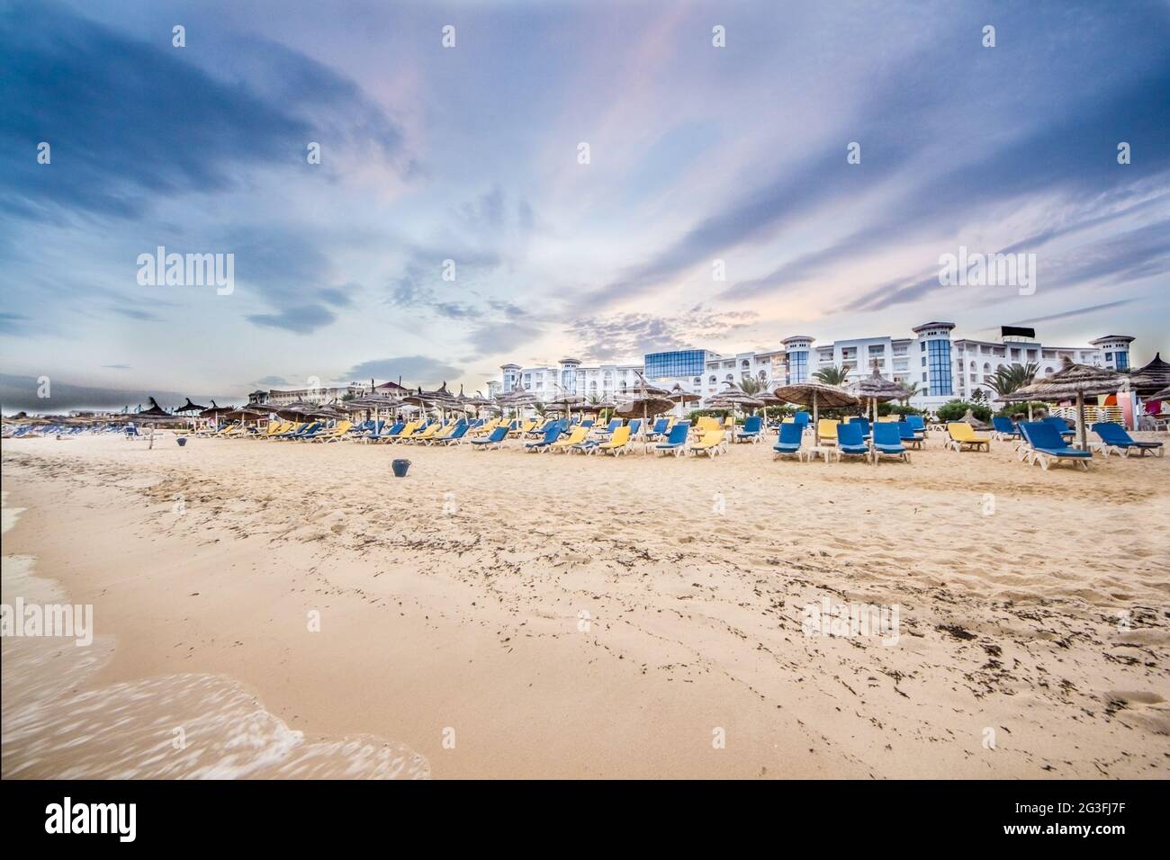 Spiaggia di Hammamet, Tunisia Foto Stock