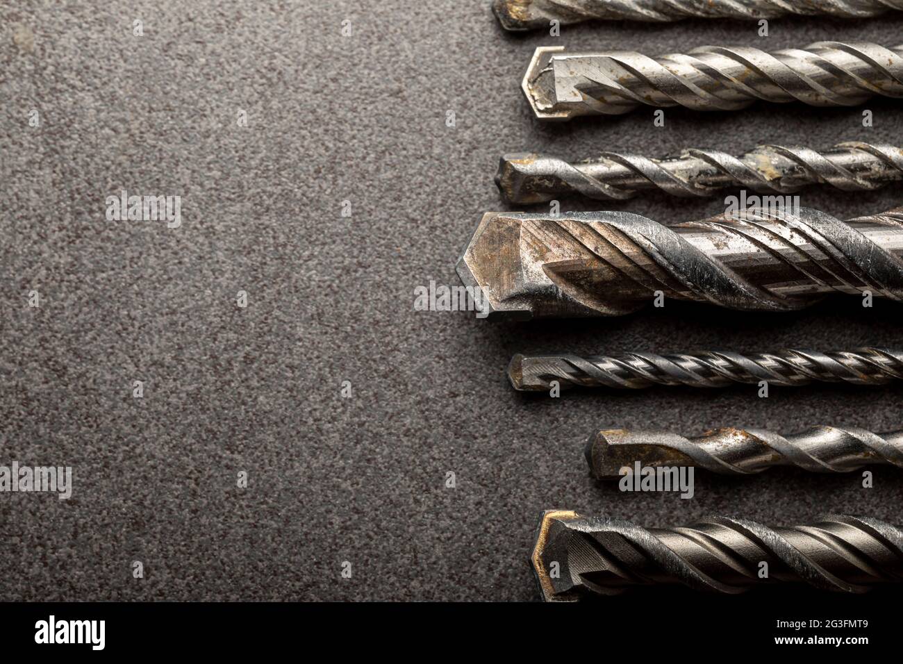 Punte da trapano per la foratura di muratura o pietra in calcestruzzo. Industria metallurgica. Foto Stock
