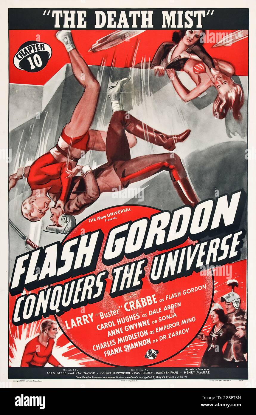 POSTER DEL FILM: Flash Gordon conquista l'Universo (universale, 1940) feat 'The Death Mist'. Larry 'Buster' Crabe come Flash Gordon. Foto Stock