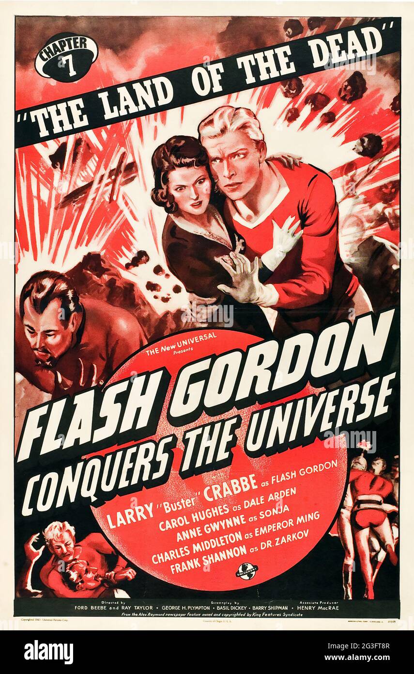 POSTER DEL FILM: Flash Gordon conquista l'Universo (universale, 1940) feat. Larry 'Buster' Crabe come Flash Gordon e Carol Hughes come Dale Arden. Foto Stock