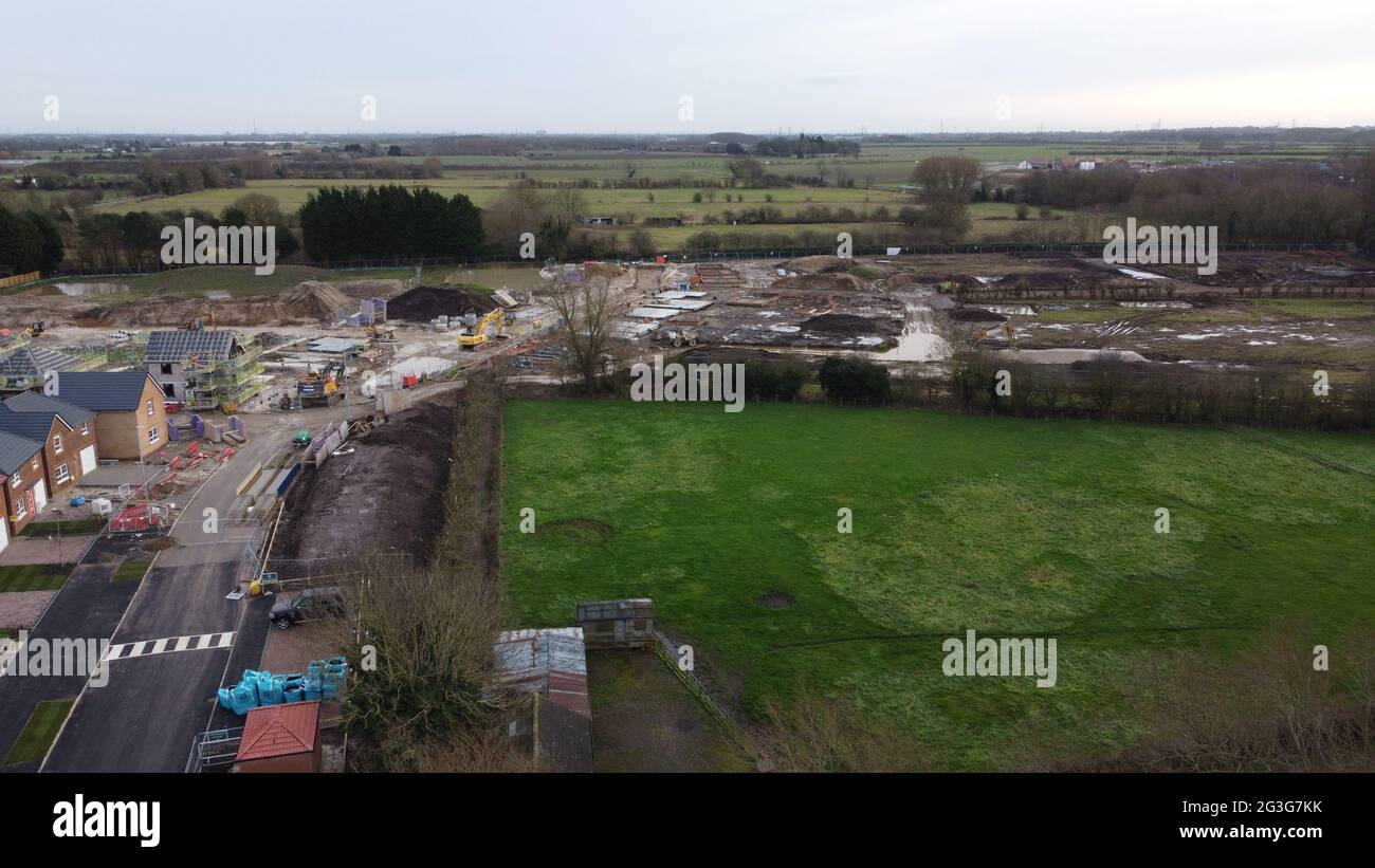 Vista aerea di Queens Court Housing Development, Beverley, East Riding of Yorkshire, Inghilterra, UK, gennaio 2021 Foto Stock
