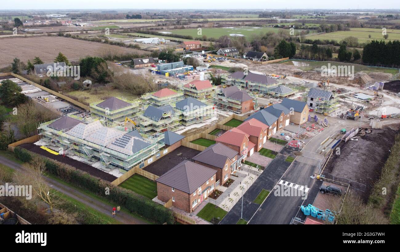 Vista aerea di Queens Court Housing Development, Beverley, East Riding of Yorkshire, Inghilterra, UK, gennaio 2021 Foto Stock