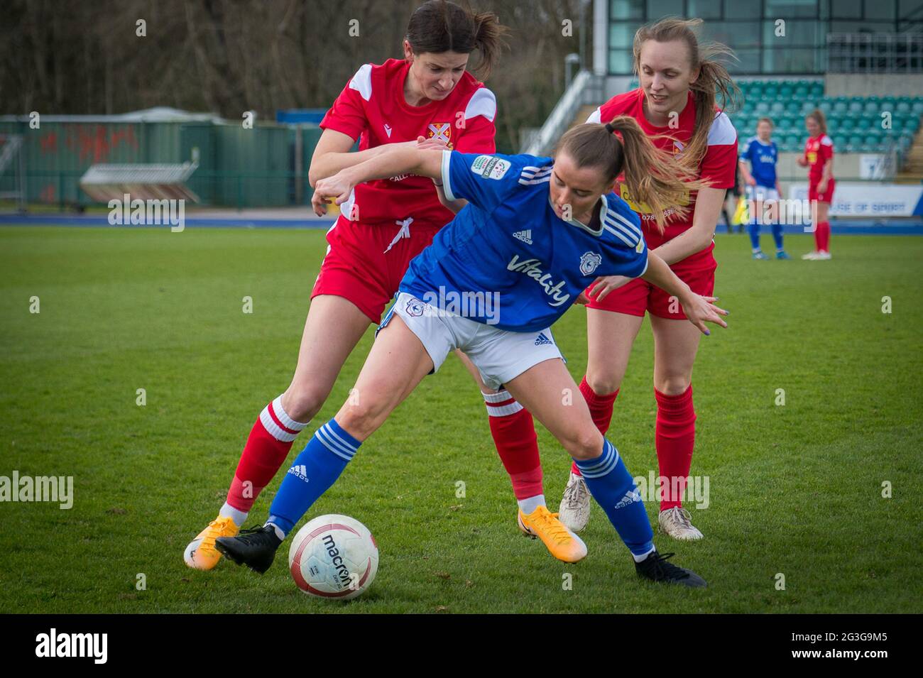 Cardiff, Galles 14 marzo 2021. Orchard Welsh Premier Womens Football League tra Cardiff City e Abergavenny. Foto Stock