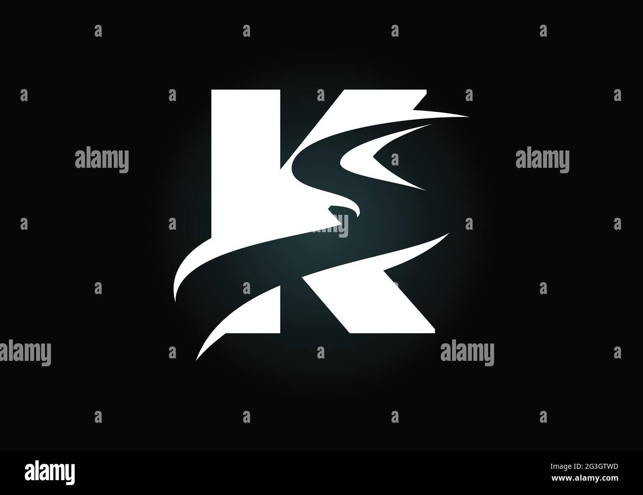 Lettera iniziale K con modello vettoriale di progettazione del logo del backspace S o pathway, simbolo dell'alfabeto grafico per l'identità aziendale Illustrazione Vettoriale