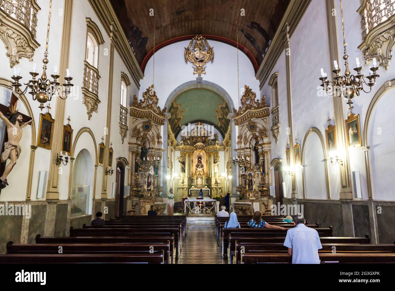 SAN PAOLO, BRASILE - 3 FEBBRAIO 2015: Interno della chiesa di San Francisco a San Paolo, Brasile Foto Stock