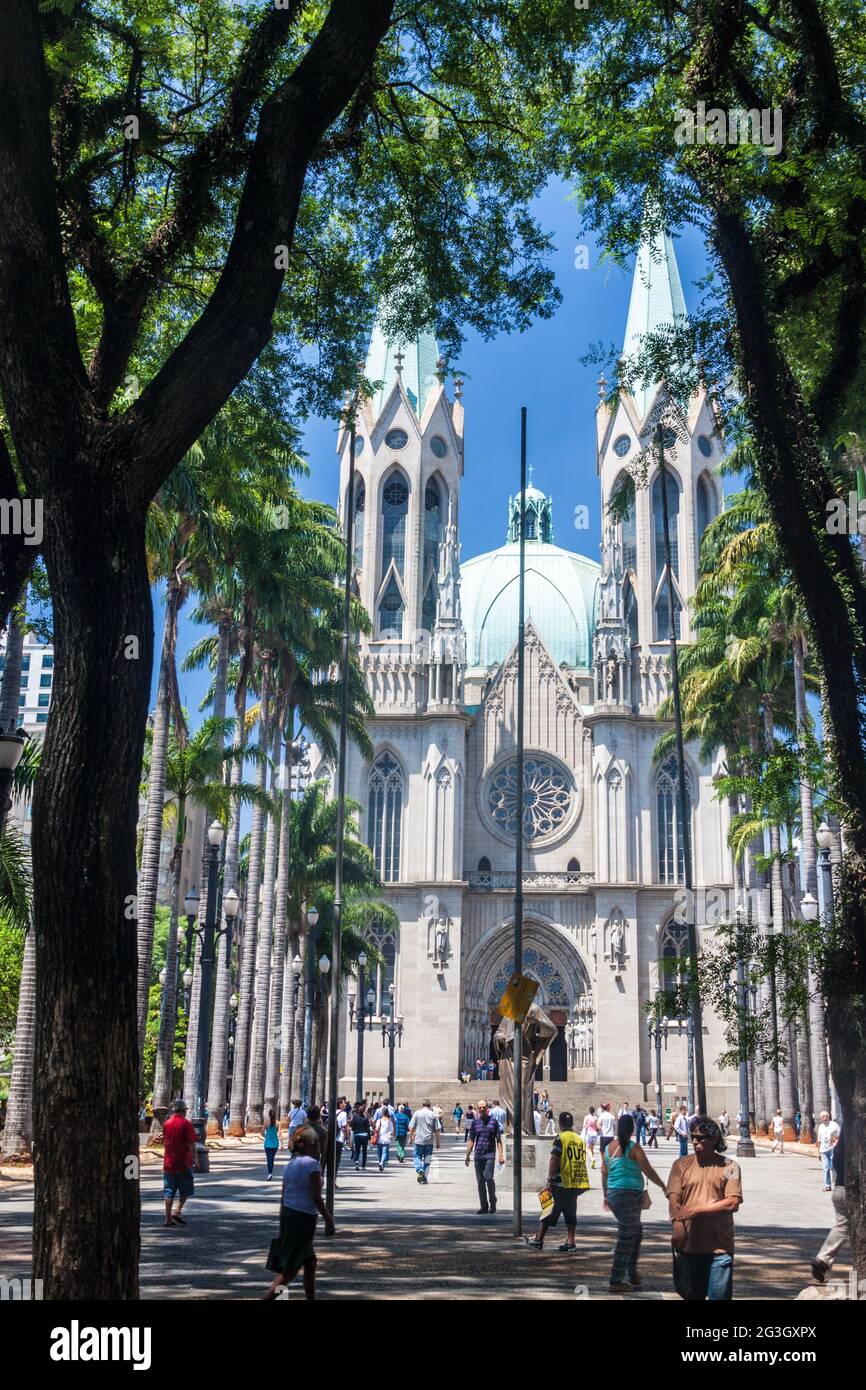 SAN PAOLO, BRASILE - 3 FEBBRAIO 2015: Cattedrale da se a San Paolo, Brasile Foto Stock