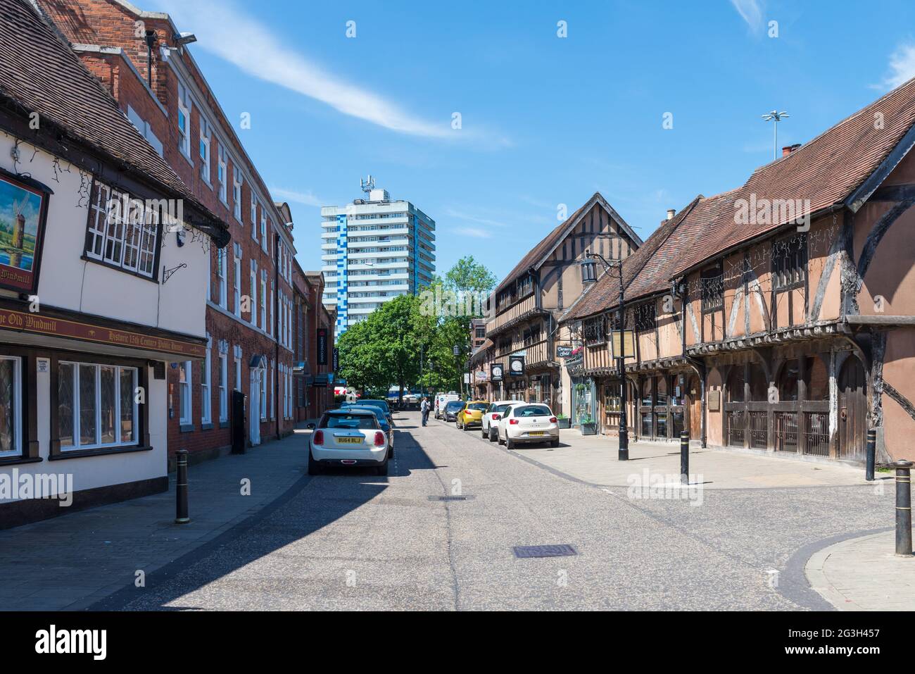 Storica Spon Street nel centro di Coventry, West Midlands, Regno Unito Foto Stock