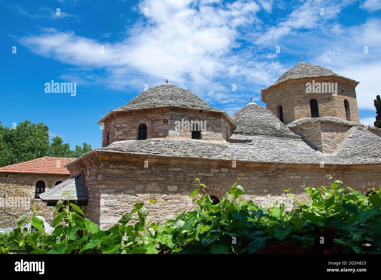 Monastero ortodosso dell'Annunciazione, isola di Skiathos, Grecia. Foto Stock