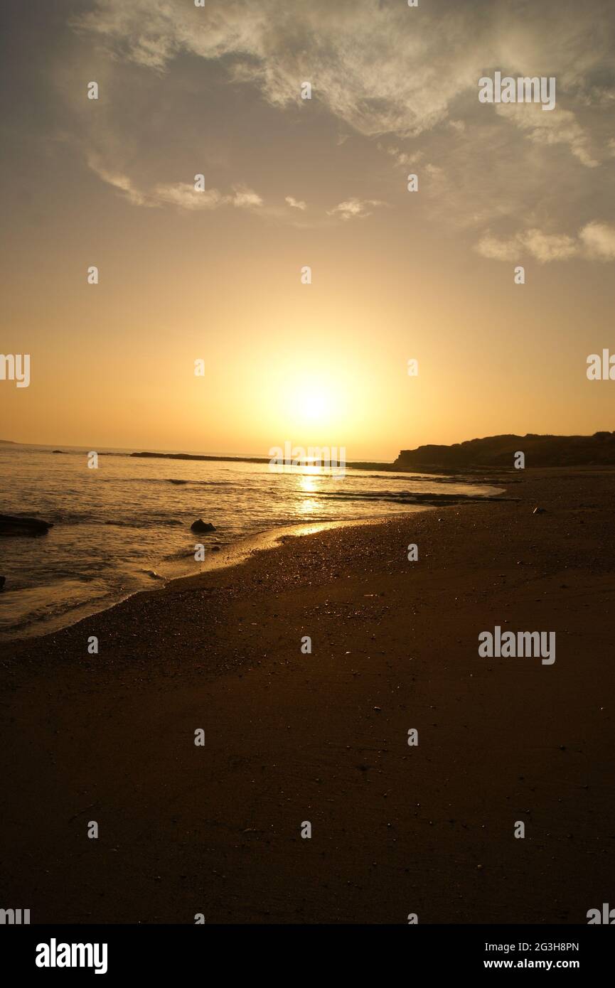 Dawn costa nord-est dell'Inghilterra Foto Stock