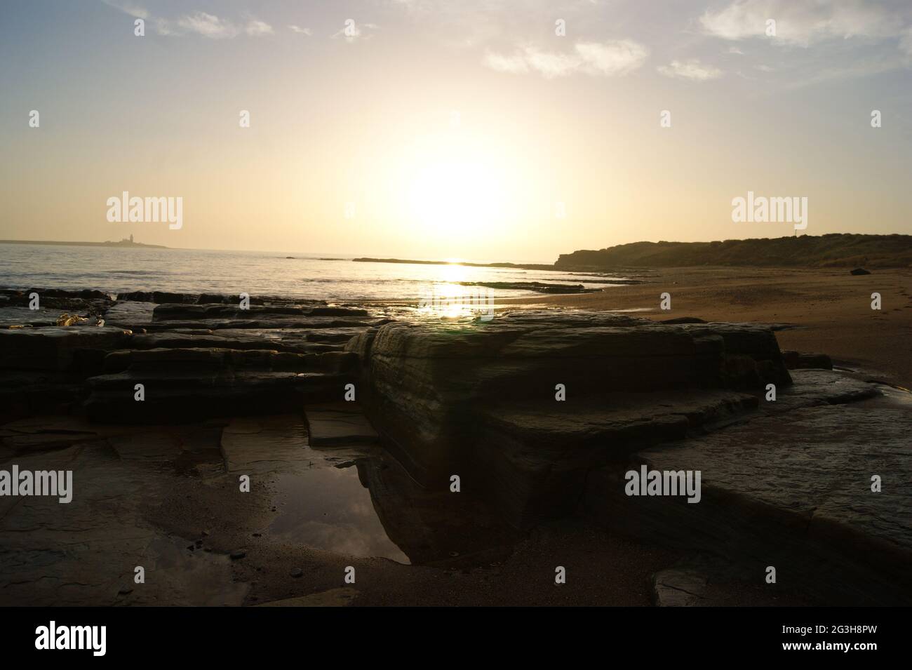 Dawn costa nord-est dell'Inghilterra Foto Stock