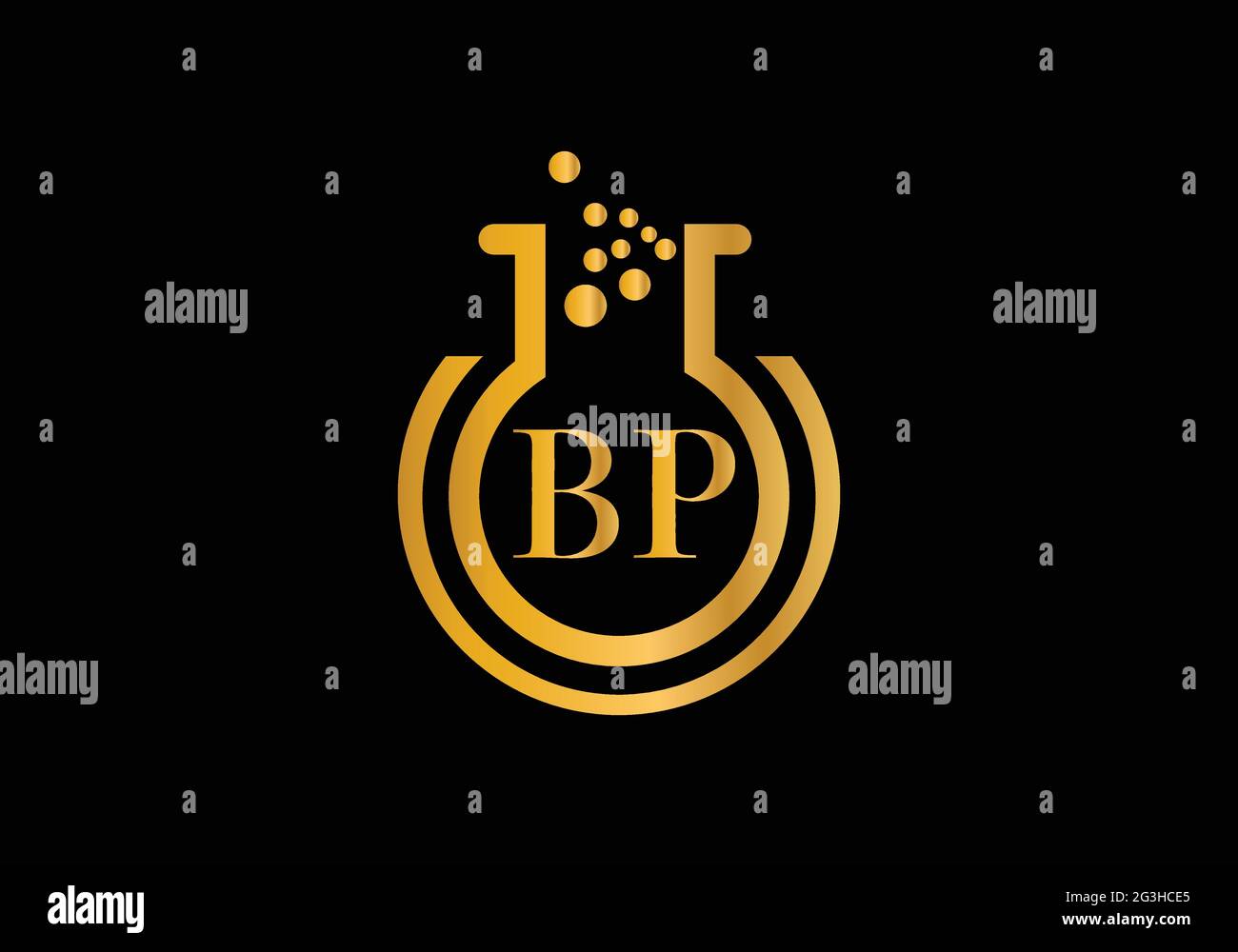 Laboratorio iniziale con Letter B P Creative Modern Business Typography Vector Template. Illustrazione Vettoriale