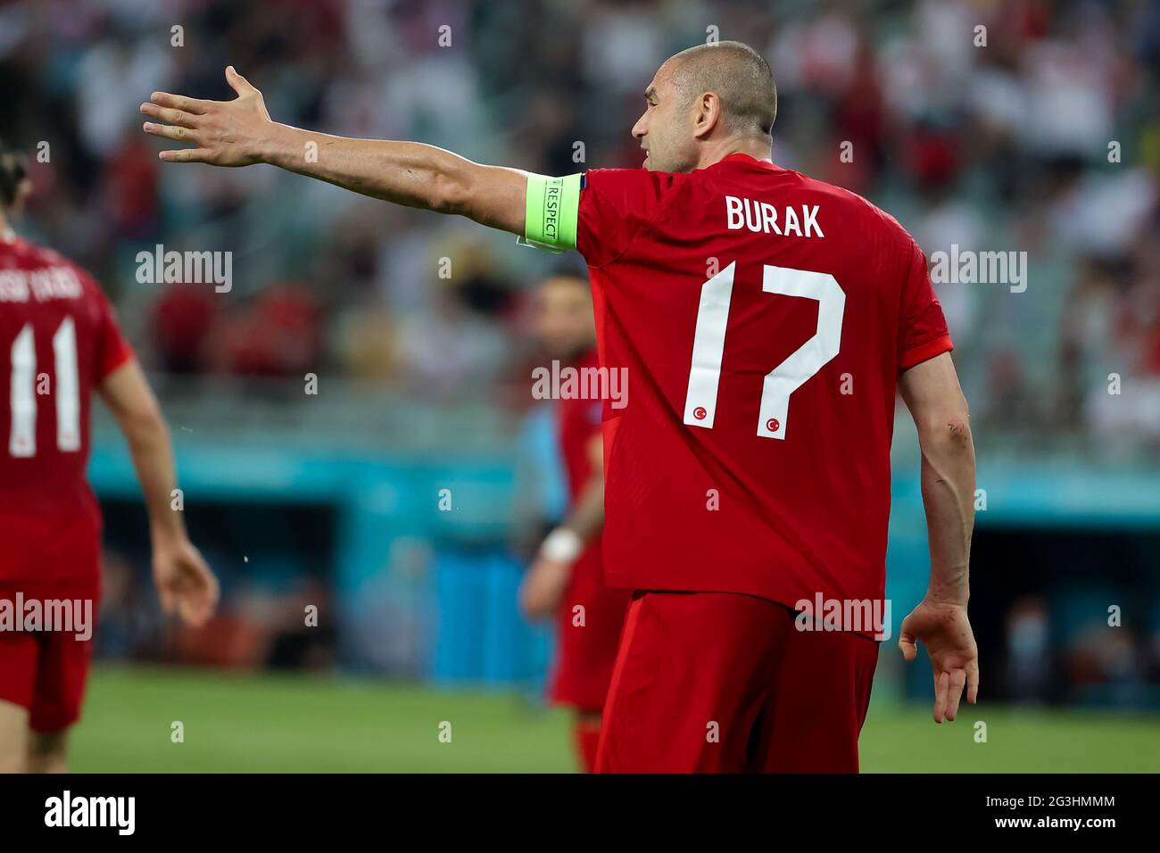Il Burak Yilmaz in Turchia reagisce durante la partita UEFA Euro 2020 del Gruppo A allo stadio olimpico di Baku in Azerbaigian. Data immagine: Mercoledì 16 giugno 2021. Foto Stock