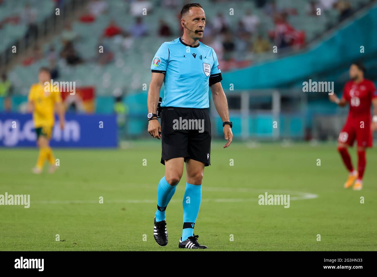 Arbitro Artur Dias durante la partita UEFA Euro 2020 del Gruppo A allo Stadio Olimpico di Baku in Azerbaigian. Data immagine: Mercoledì 16 giugno 2021. Foto Stock