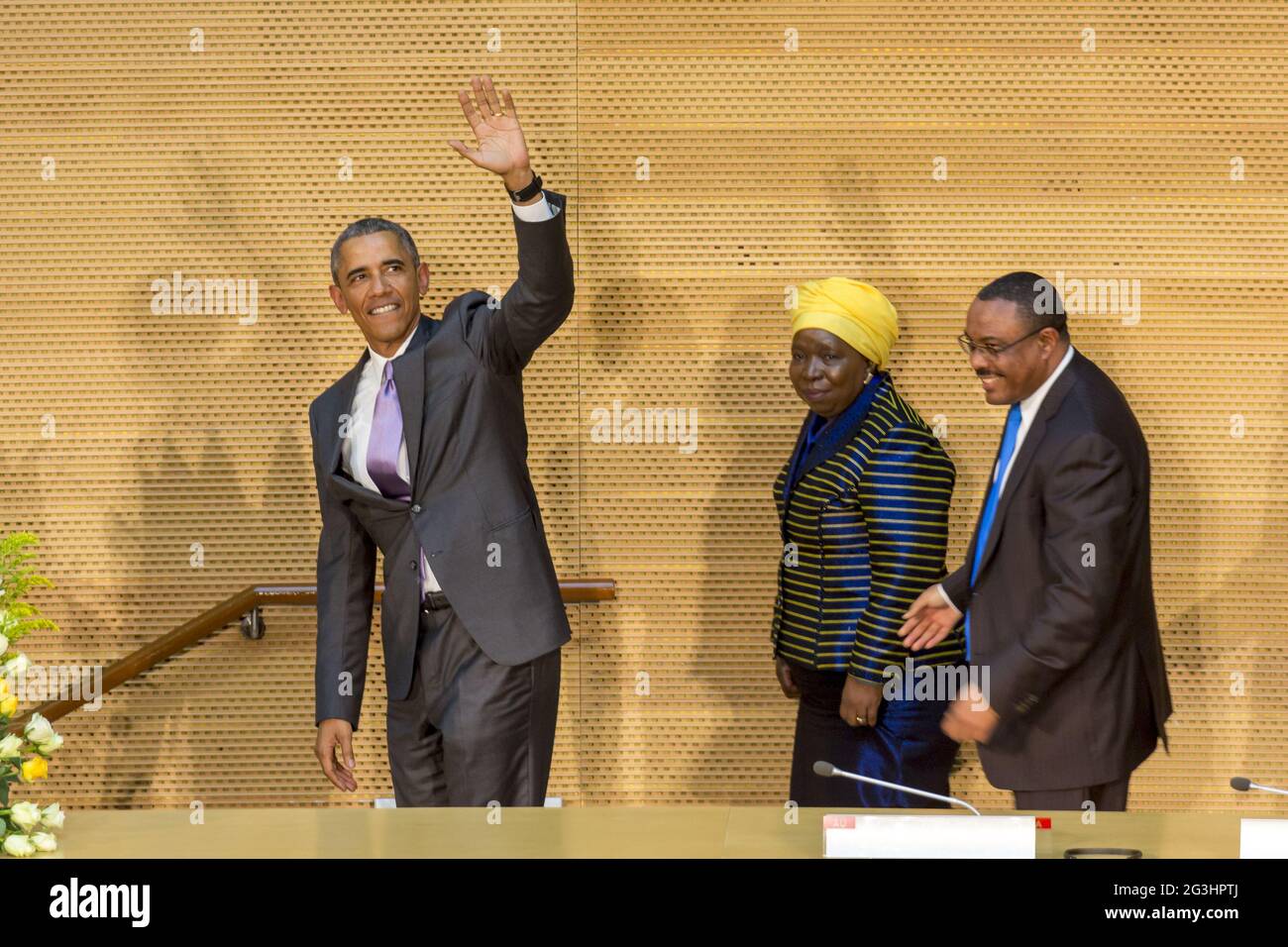 Il presidente degli Stati Uniti Barack Obama compie la sua prima visita presidenziale in Etiopia e la Commissione dell'Unione Africana Foto Stock