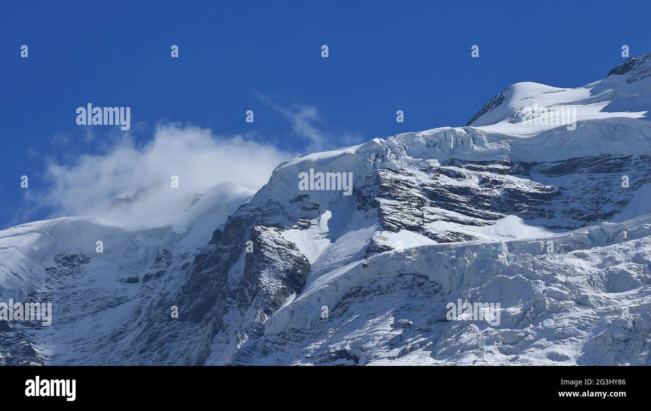 Ghiacciaio sul Monte Jungfrau Foto Stock