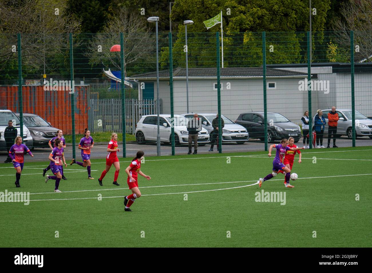 Ystrad Mynach, Galles 16 maggio 2021. Orchard Welsh Premier Women's League match tra Cascade Youth Club Ladies e Abergavenny Women. Foto Stock