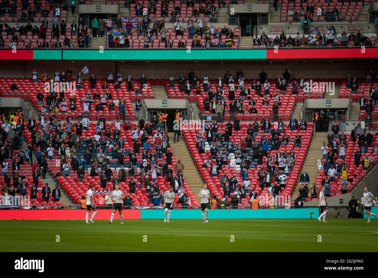 Londra, Inghilterra 22 maggio 2021. La finale del Buildbase fa Trophy tra Hereford FC e Hornchurch FC ha giocato allo stadio di Wembley. Foto Stock