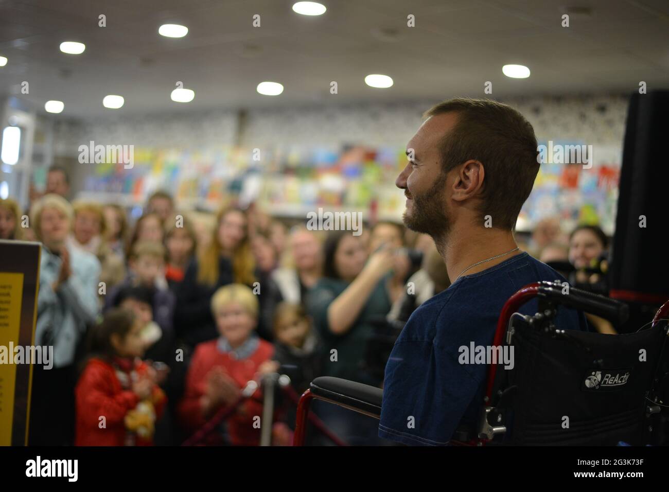 Bielorussia. Minsk - 15.04.2016: Nicolas James Vuichich è un oratore motivazionale australiano in occasione di un incontro a Minsk. Foto Stock