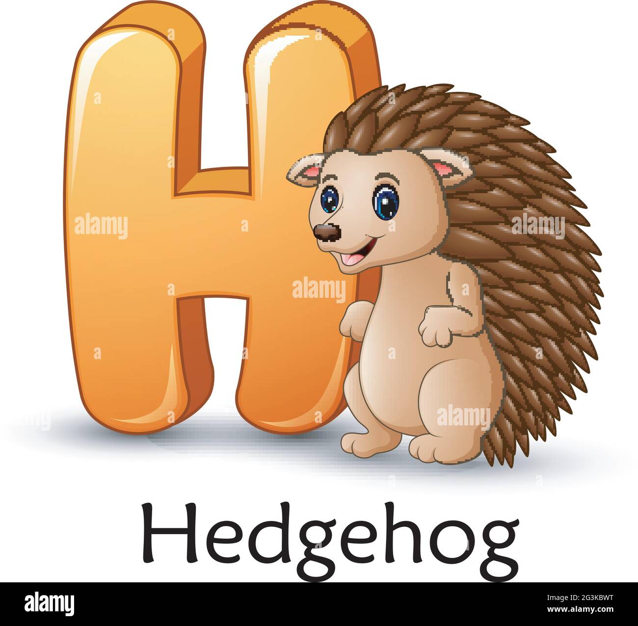 La lettera H è per l'alfabeto cartoon Hedgehog Illustrazione Vettoriale