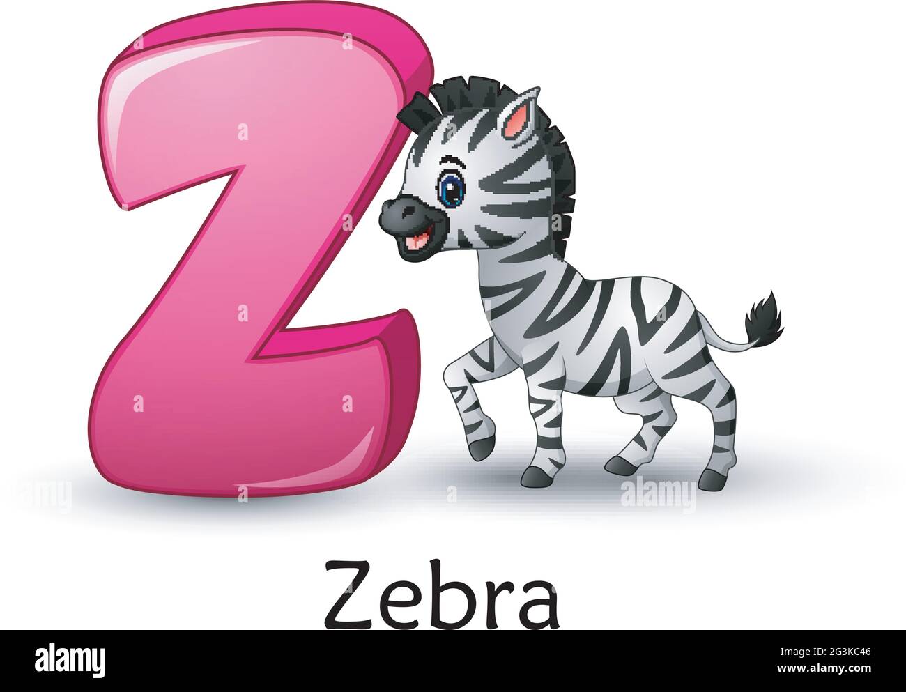 La lettera Z è per l'alfabeto cartoon Zebra Illustrazione Vettoriale