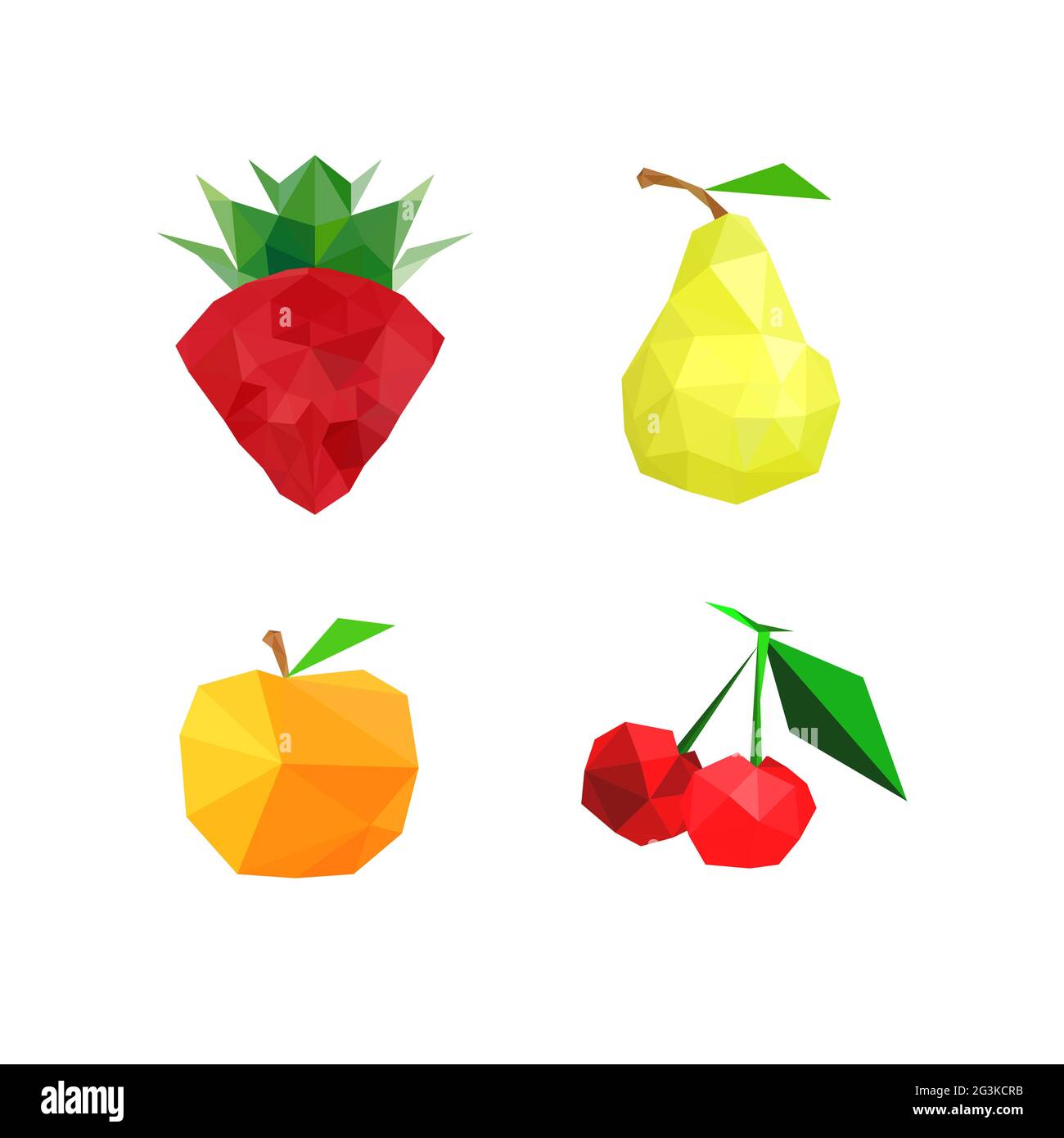 Raccolta di quattro frutti astratti di origami Foto Stock