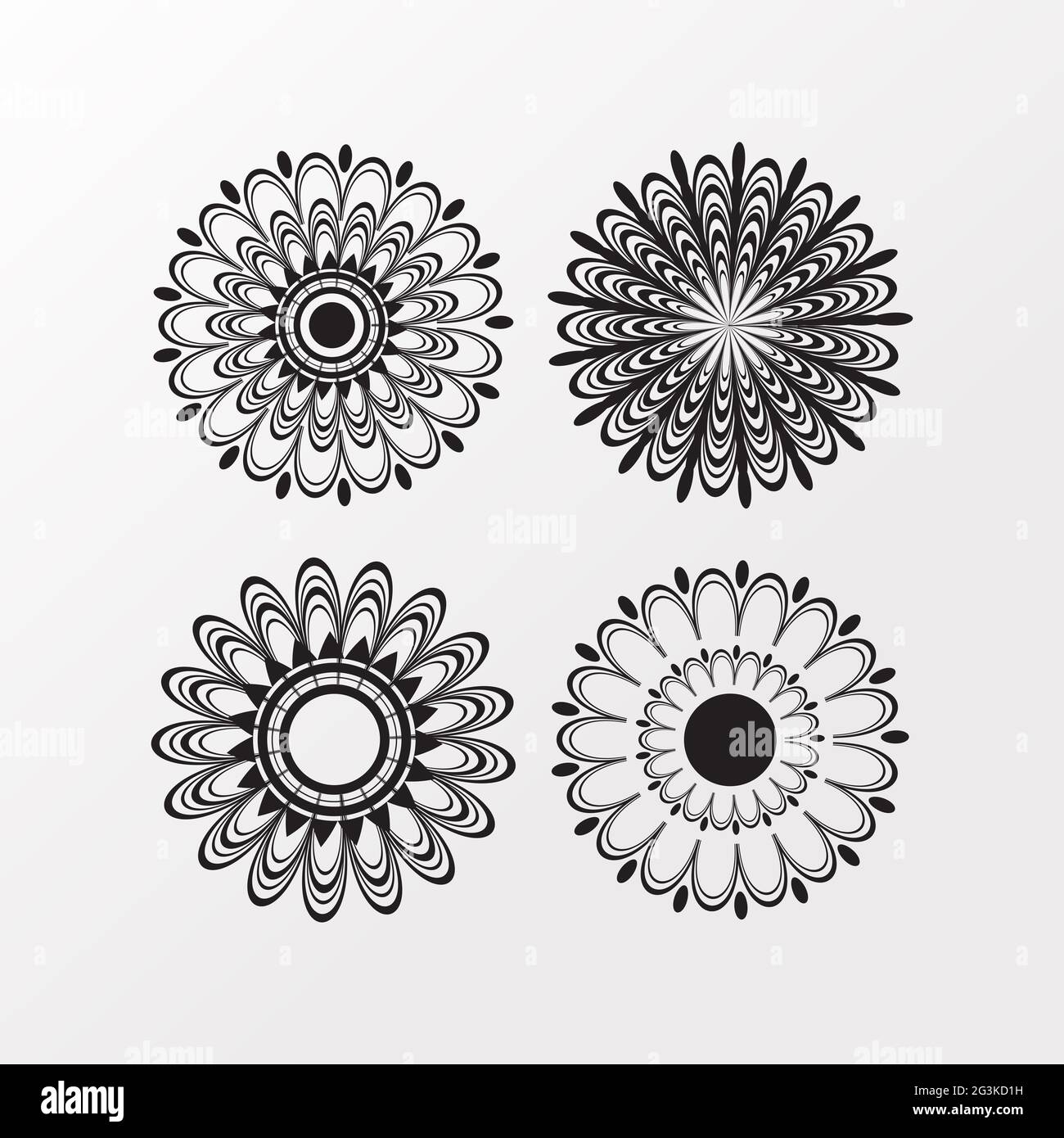 Collezione di quattro disegni di fiori poliensici Foto Stock